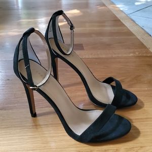 Black Suede Ankle Strap Heels - Express